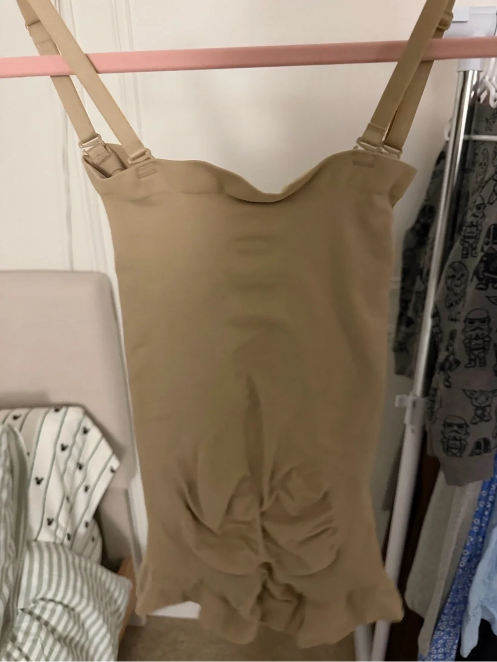 SKIMS Tan Seamless Shaping Bodysuit with Adjustable Straps
